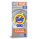 Front-facing product box image of Tide Oxi washing machine cleaner showing Tide logo and 'Washing Machine Cleaner' label