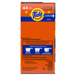Side panel of a Tide powder detergent box with measuring instructions, Tide logo and '44 loads' printed at top.