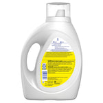 Rear view of a Tide Simply Free & Sensitive detergent bottle showing caution text, barcode, and label panel