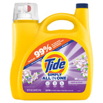 Yellow Tide Simply All In One laundry detergent bottle with Berry Blossom front label and 99% claim visible
