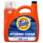 Orange Tide Ultra Hygienic Clean liquid detergent bottle with Tide logo and 'Hygienic Clean' label on a white background
