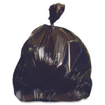 Tied black trash bag filled and closed at the top, photographed against a white background