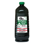 Tall dark plastic bottle of TIKI BiteFighter torch fuel with green cap and label visible on white background