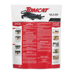 Back of Tomcat Mouse Killer package with usage instructions, warnings and product logo on a white background
