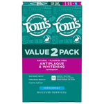 Front-facing boxed value pack of Tom's of Maine antiplaque & whitening toothpaste with teal and magenta packaging.