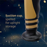 Toothbrush handle base with black suction cup shown upright against a dark starry backdrop