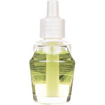 Top-down view of a Better Homes & Gardens refill bottle showing the white cap and pale yellow oil inside the glass vial