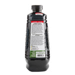 Back view of black ribbed fuel bottle showing full warning panel and barcode on white background