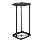 Tall black plastic collapsible trash bag holder frame with square base and top, standalone on white background