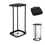 Trademark Innovations collapsible black plastic bag holder with lid, shown assembled with separate lid and bag examples