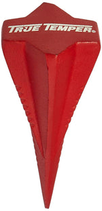 Front-facing image of a red torpedo-shaped metal wedge showing three fluted faces and a white True Temper logo on the top.