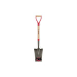 Truper D-handle garden spade with wooden shaft, red D-grip and square metal blade with label
