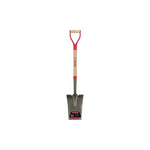 Truper D-handle garden spade with wooden shaft, red D-grip and square metal blade with label