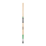 Full-length Truper wood-handled garden weeder with green ferrule and V-shaped steel blade on a white background.