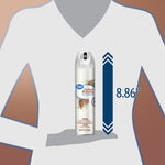 Illustration showing a Great Value Twilight Woods aerosol can next to a torso outline with height measurement 8.86 inches