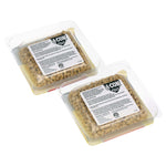 Two clear plastic blister trays filled with light-brown bait pellets and d-CON label stickers