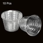 Two clear plastic plant pot liners including one tipped on its side, text reads '10 Pcs'