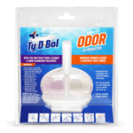 Ty-D-Bol Odor Eliminator blister pack back view showing product, directions strip and branding on a white background.