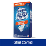 Angled Ty-D-Bol Ultra Foam product box showing front and right-side panel on white background and citrus scented label.