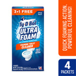 Single Ty-D-Bol Ultra Foam foaming toilet cleaner box with orange 3+1 free banner and inset panel noting 4 packets.