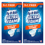 Two Ty-D-Bol Ultra Foam foaming toilet cleaner boxes side-by-side showing blue bubbly design and toilet bowl graphic.