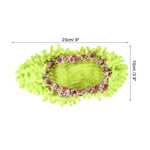 Single green chenille microfiber shoe cover shown flat with 23cm x 10cm dimension lines on white background.