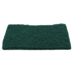 Single flat dark green rectangular scouring pad shown on white background