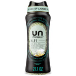 Single black bottle of Unstopables N.11 laundry scent beads with visible teal label and beads through window.