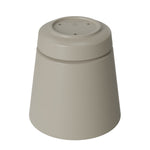 Upside-down birch gray plastic planter showing base and saucer underside on white background