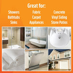 Grid of photo examples showing showers, bathtub, sink, towels, dishwasher and house exterior