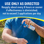 Graphic panel instructing use only as directed with image of someone spraying a Cutter All Family can.