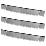 Three long black V-shaped replacement brush strips displayed on white background, each with dense flat bristles and end mounts.