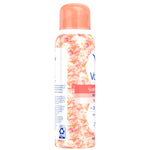 Side-angle view of a Vagisil Scentsitive Scents Peach Blossom spray can showing floral pattern and partial label