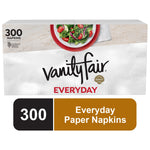White Vanity Fair Everyday napkin pack front with brand logo, salad image and '300 Napkins' callout