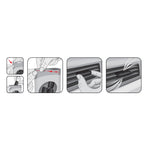 Black-and-white illustration style step-by-step instructions showing how to remove vent wrap from pouch and insert into vent blade.