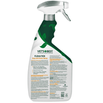 Rear view of Vet's Best Flea & Tick spray bottle showing product directions and ingredient text on the label