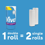 Graphic comparing one Viva double roll to two single rolls with product roll and two plain rolls shown
