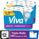 Pack of Viva multi-surface cloth paper towel rolls in blue and purple branded packaging