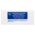 White panel with Walmart quality guarantee text and customer service phone number printed in blue