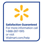 Walmart yellow spark logo with text reading “Satisfaction Guaranteed” and customer help contact information