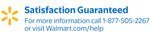 Walmart satisfaction guaranteed banner with contact phone number and walmart.com/help text
