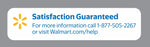 Satisfaction Guaranteed panel with Walmart logo, help phone number and web address on a gray background