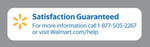 Walmart 'Satisfaction Guaranteed' panel with contact phone number and walmart.com/help link on a gray background.