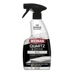 Weiman Quartz & Stone 2-in-1 spray bottle on white background showing label and trigger
