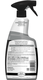 Rear view of a Weiman Stainless Steel spray bottle showing back label, directions and barcode.