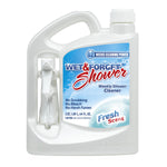 White jug of Wet & Forget Shower weekly shower cleaner with integrated spray and fresh scent label