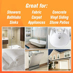Grid of lifestyle and product-use photos with text listing surfaces the Whink Rust Stain Remover is great for.