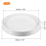 White ceramic round plant saucer with dimension callouts showing 18–20 cm and 2.7 cm height