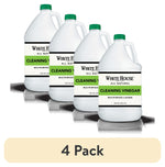 Four White House Cleaning Vinegar one-gallon jugs arranged with a '4 Pack' banner below, green label accents