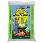 Front-facing product image of Wiggle Worm Pure Worm Castings bag showing full branded label and mascot on white background.